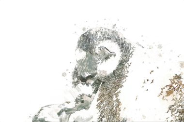 Bir grup dinlenen lemurlar katta, illüstrasyon, çizim, eskiz, antika, antika, antika.