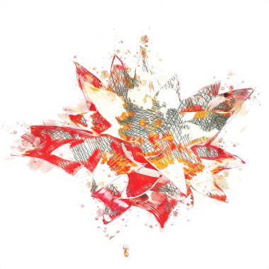 Bir Guzman lingulata çiçeğinin fotoğrafı, illüstrasyon, çizim, çizim, antika, retro, vintage.