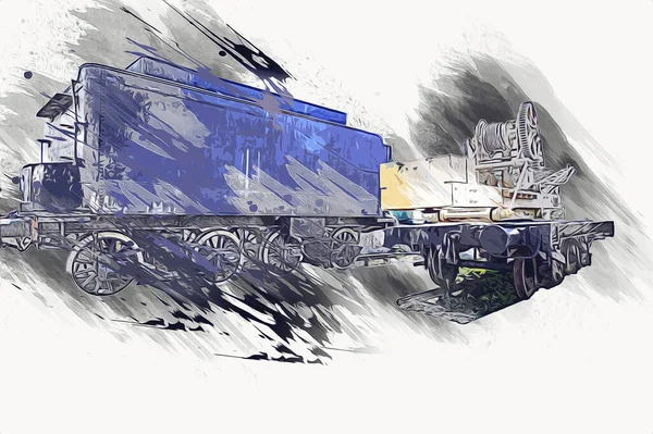 Kohle Zug Lokomotive Dampf Fotografie Rostig Wagen Zug Kunst Illustration — Stockfoto