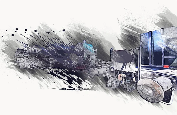 Farklı türde eski lokomotifler, tren, fotoğraf, paslı, vagon, sanat, illüstrasyon, çizim, eskiz, antika, antika, antika, antika.