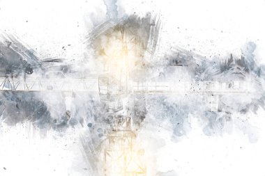 Şantiye iskelesi, klasik resim çizimi olan bir inşaat alanı.