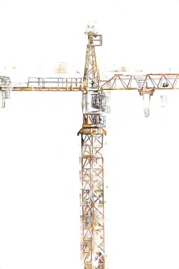 Şantiye iskelesi, klasik resim çizimi olan bir inşaat alanı.