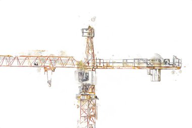 Şantiye iskelesi, klasik resim çizimi olan bir inşaat alanı.