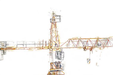 Şantiye iskelesi, klasik resim çizimi olan bir inşaat alanı.