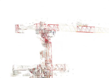 Şantiye iskelesi, klasik resim çizimi olan bir inşaat alanı.