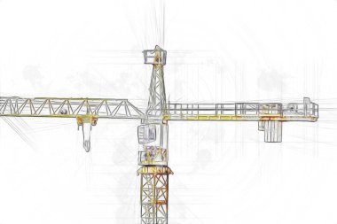 Şantiye iskelesi, klasik resim çizimi olan bir inşaat alanı.