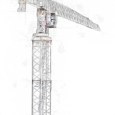 Şantiye iskelesi, klasik resim çizimi olan bir inşaat alanı.