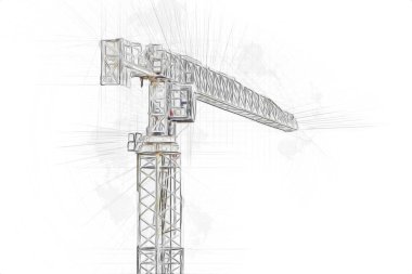 Şantiye iskelesi, klasik resim çizimi olan bir inşaat alanı.