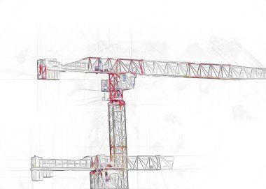 Şantiye iskelesi, klasik resim çizimi olan bir inşaat alanı.