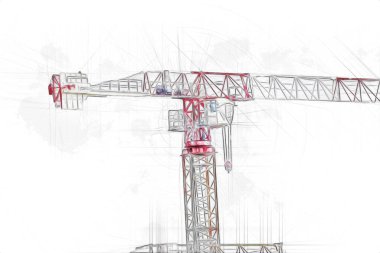 Şantiye iskelesi, klasik resim çizimi olan bir inşaat alanı.