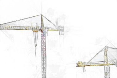 Şantiye iskelesi, klasik resim çizimi olan bir inşaat alanı.