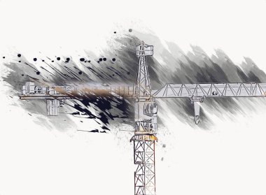 Şantiye iskelesi, klasik resim çizimi olan bir inşaat alanı.