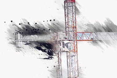 Şantiye iskelesi, klasik resim çizimi olan bir inşaat alanı.