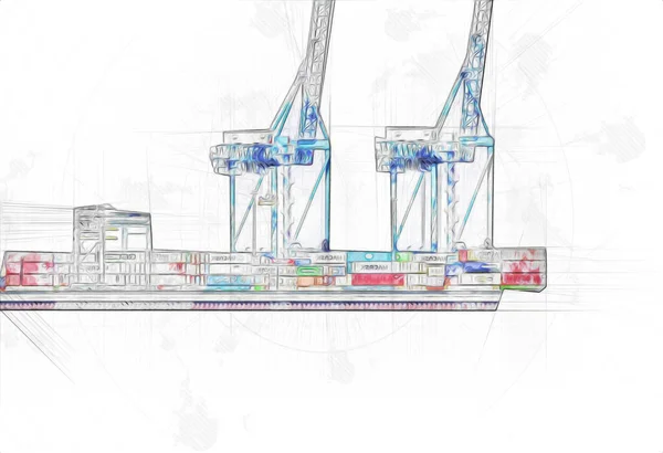 Gdansk Harbour Terminal Contenedores Cerca Playa Stogi Pomerania Polonia Ilustración — Foto de Stock