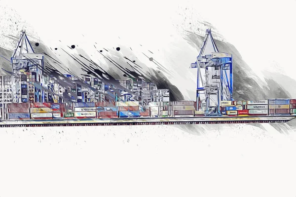 Gdansk Harbour Terminal Contenedores Cerca Playa Stogi Pomerania Polonia Ilustración — Foto de Stock