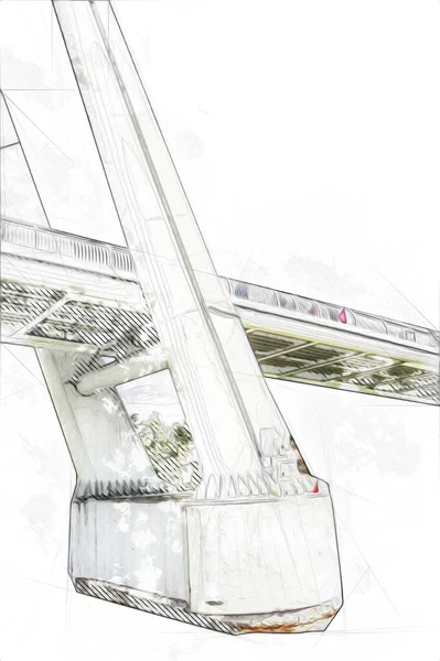 Güneşli yaz gününde Mikolajki kasabasında yat gezintisi, Mazury Lake District, Polonya, illüstrasyon, çizim, eskiz, klasik, sanat, resim, antika, retro