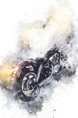 Motosiklet görüntüleme rengi izole edilmiş sanat antika retro
