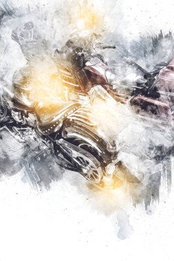 Motosiklet görüntüleme rengi izole edilmiş sanat antika retro