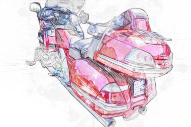 Motosiklet görüntüleme rengi izole edilmiş sanat antika retro