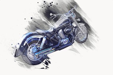 Motosiklet görüntüleme rengi izole edilmiş sanat antika retro