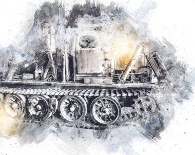 Zırhlı Araç Teknik Askeri Kamyon Sanat Çizimi