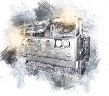 Zırhlı Araç Teknik Askeri Kamyon Sanat Çizimi