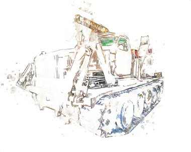 Zırhlı Araç Teknik Askeri Kamyon Sanat Çizimi