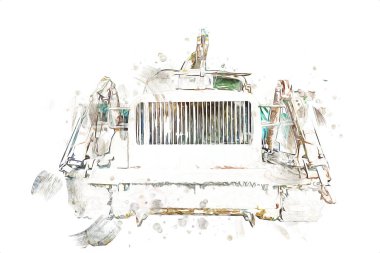 Zırhlı Araç Teknik Askeri Kamyon Sanat Çizimi