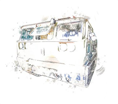 Zırhlı Araç Teknik Askeri Kamyon Sanat Çizimi