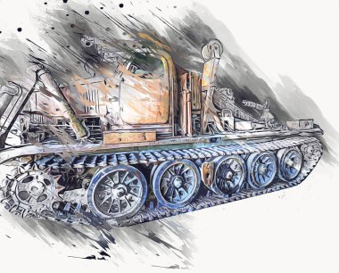 Zırhlı Araç Teknik Askeri Kamyon Sanat Çizimi