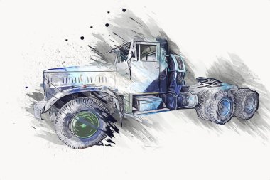 Zırhlı Araç Teknik Askeri Kamyon Sanat Çizimi