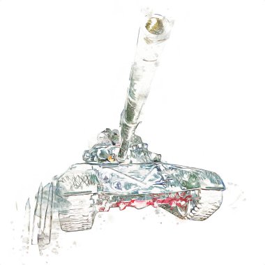 Vintage tank izole çizim sanat illüstrasyonu