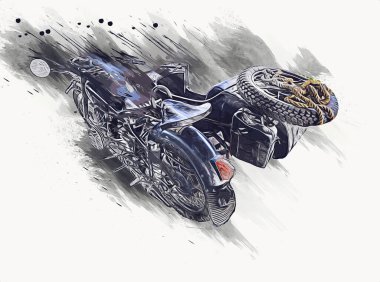 İkinci Dünya Savaşı 'ndan beri izole edilmiş beyaz bir geçmişi olan eski bir askeri motosiklet.