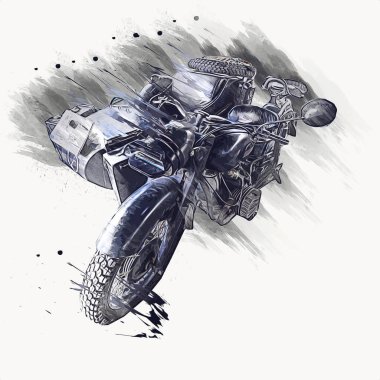 İkinci Dünya Savaşı 'ndan beri izole edilmiş beyaz bir geçmişi olan eski bir askeri motosiklet.