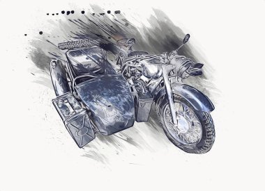İkinci Dünya Savaşı 'ndan beri izole edilmiş beyaz bir geçmişi olan eski bir askeri motosiklet.