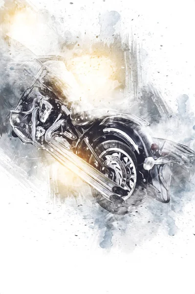 Motor cycle llustration color isolated art vintage retro