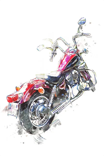 Moto Llustration Couleur Isolé Art Vintage Rétro — Photo