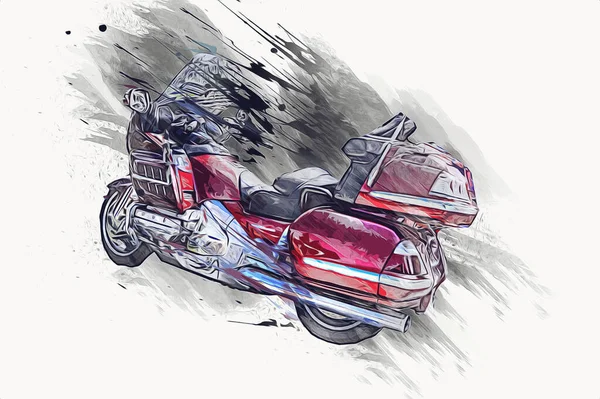 Motorrad Llustration Farbe Isoliert Kunst Vintage Retro — Stockfoto