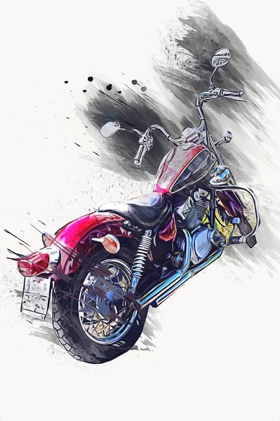 Motorrad Llustration Farbe Isoliert Kunst Vintage Retro — Stockfoto