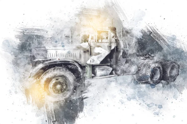 Panzerfahrzeug Technische Militärische Lkw Kunst Illustration Isolierte Skizze — Stockfoto