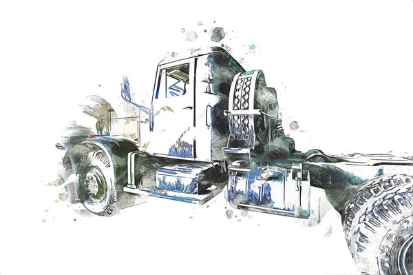 Pantservoertuig Technische Militaire Vrachtwagen Kunst Illustratie Geïsoleerde Schets — Stockfoto