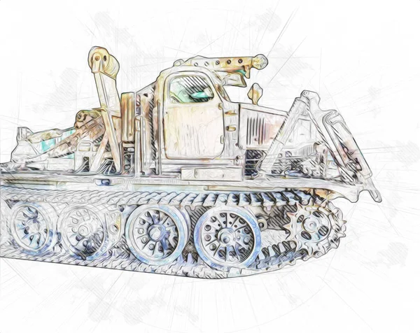 Veicolo Blindato Tecnico Militare Camion Arte Illustrazione Isolato Schizzo — Foto Stock