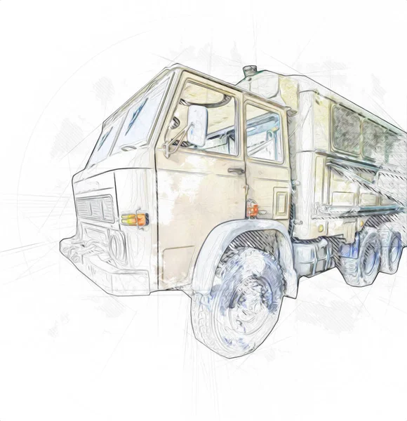 Armored Vehicle Technical Military Truck Art Illustration Isolated Sketch — Stock Photo, Image