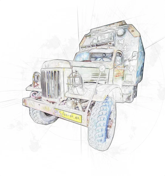 Armored vehicle technical military truck art illustration isolated sketch