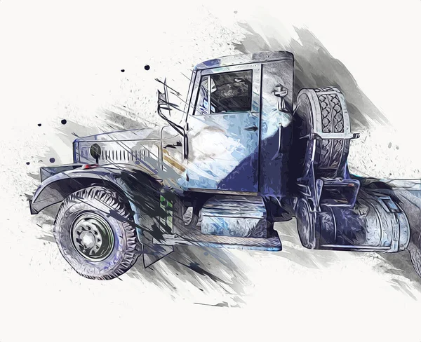 Veicolo Blindato Tecnico Militare Camion Arte Illustrazione Isolato Schizzo — Foto Stock