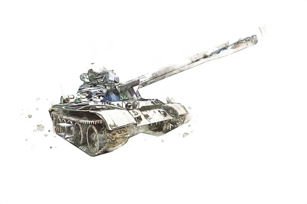 Vintage Tank Isolated Drawing Sketch Art Illustration — Stock Photo, Image