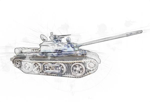 Vintage Tank Isolated Drawing Sketch Art Illustration — Stock Photo, Image