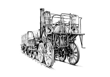 Eski buharlı lokomotif motoru antika