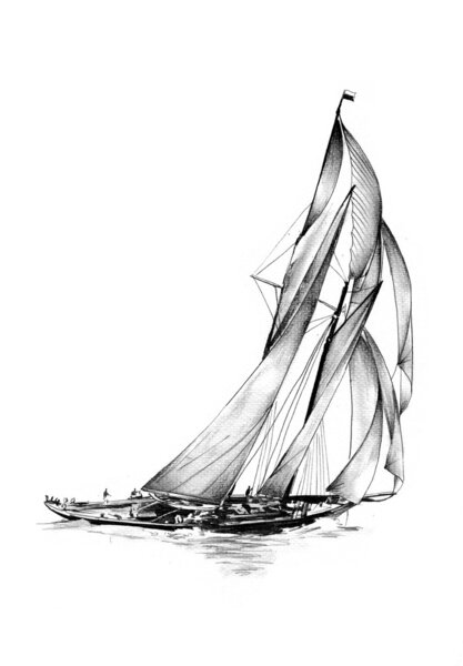 Ручной рисунок мотива старинной лодки
