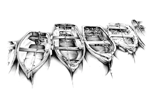 Antigo barco mar motivo desenho artesanal — Fotografia de Stock
